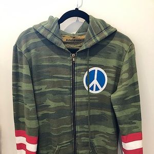 Aviator Nation “PeaceWarrior” camo hooded jacket